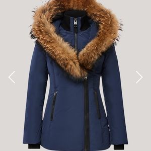 Mackage Adali Down Fur Coat Size M Navy